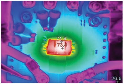 Figure 5. The LTM4700 100 A ÎŒModule (89.6% efficiency). Figure 5. The LTM4700 100 A ÎŒModule (89.6% efficiency).