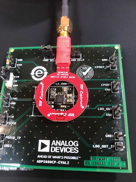 Figure 5. Radiated emissions test setup with the ADP5600 evaluation board.