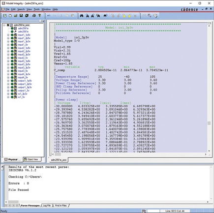 Figure 12. Parser test of a passed IBIS model using Cadence Model Integrity.