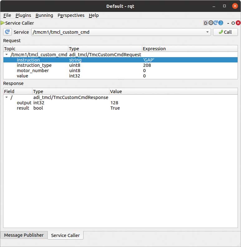 図11. RQTを介してトリガされたtmcl_custom_cmdのサービス